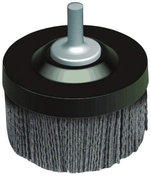 Osborn - 1-1/2" 80 Grit Silicon Carbide Crimped Disc Brush - Medium Grade, Quick Change Connector, 1-3/8" Trim Length, 1/4" Shank Diam - Makers Industrial Supply