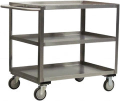 Jamco - 1,200 Lb Capacity, 18" Wide x 24" Long x 35" High Service Cart - 3 Shelf, Stainless Steel, 2 Rigid/2 Swivel Casters - Makers Industrial Supply