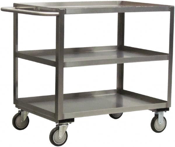 Jamco - 1,200 Lb Capacity, 24" Wide x 18" Long x 39" High Shelf Cart - 3 Shelf, Stainless Steel - Makers Industrial Supply