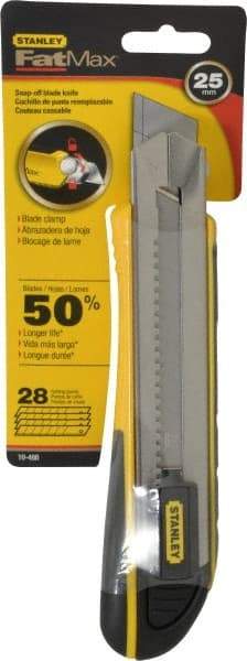 Stanley - Snap Utility Knife - 5-1/2" Blade, Yellow, Silver & Black TPE Handle, 4 Blades Included - Makers Industrial Supply