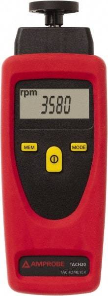 Amprobe - Accurate up to 0.02%, Contact and Noncontact Tachometer - 8 Inch Long x 9 Inch Wide x 1-3/4 Inch Meter Thick, 1 to 99,999 (Optical) and 19,999 (Mechanical) RPM Measurement - Makers Industrial Supply