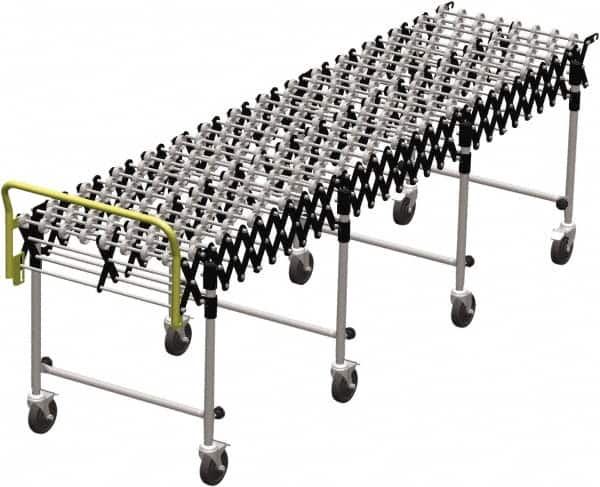 Value Collection - 18 Inches Wide x 3.8 Ft. to 12 Ft. Extended Length Flexible Conveyor - 31-1/2 to 39.4" High, 4 Leg Sets per Unit, 7 Wheels per Axle - Makers Industrial Supply