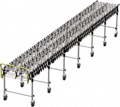 Value Collection - 18 Inches Wide x 7 Ft. to 22 Ft. Extended Length Flexible Conveyor - 31-1/2 to 39.4" High, 7 Leg Sets per Unit, 7 Wheels per Axle - Makers Industrial Supply