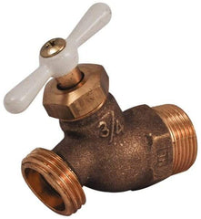 Legend Valve - 3/4" Pipe, 125 psi WOG Rating, Brass Hose Bibb, Stop Valve - T Handle, MNPT x MGHT End Connections, Use with Potable Water Applications - Makers Industrial Supply