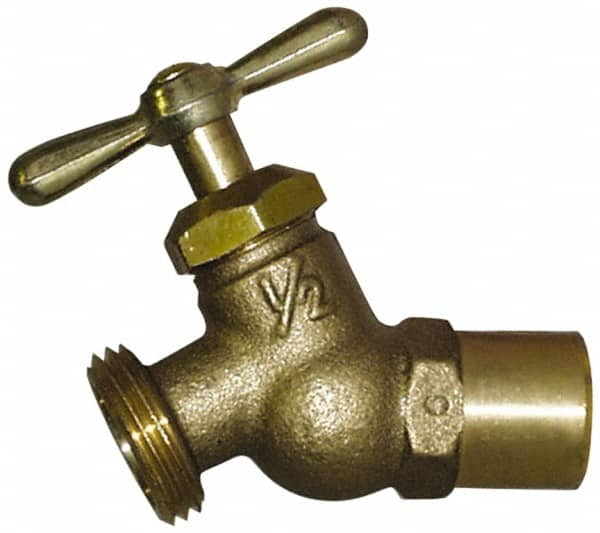 Legend Valve - 3/4" Pipe, 125 psi WOG Rating, Brass Hose Bibb, Stop Valve - T Handle, MGHT End Connections, Use with Potable Water Applications - Makers Industrial Supply