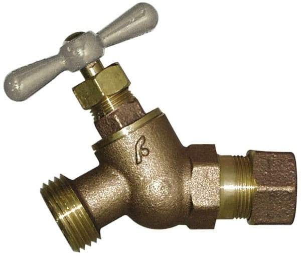 Legend Valve - 1/2" Pipe, 125 psi WOG Rating, Brass Hose Bibb, Stop Valve - T Handle, MGHT End Connections, Use with Potable Water Applications - Makers Industrial Supply