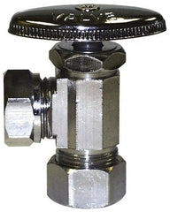 Legend Valve - NPT 1/2 Inlet, 110 Max psi, Chrome Finish, Rubber Water Supply Stop Valve - 1/2 Compression Outlet, Angle, Silver Handle, For Use with Potable Water Applications - Makers Industrial Supply