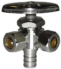 Legend Valve - NPT 1/2 Inlet, 110 Max psi, Chrome Finish, Rubber Water Supply Stop Valve - 3/8 Compression Outlet, Straight, Silver Handle, For Use with Potable Water Applications - Makers Industrial Supply