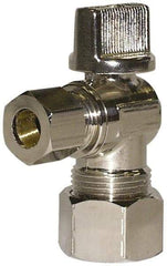 Legend Valve - NPT 1/2 Inlet, 125 Max psi, Chrome Finish, Carbon Steel Water Supply Stop Valve - 3/8 Compression Outlet, Angle, Silver Handle, For Use with Potable Water Applications - Makers Industrial Supply