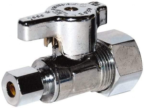 Legend Valve - PEX 1/2 Inlet, 125 Max psi, Chrome Finish, Carbon Steel Water Supply Stop Valve - 3/8 Compression Outlet, Angle, Silver Handle, For Use with Potable Water Applications - Makers Industrial Supply