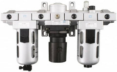 PRO-SOURCE - 3/8" NPT Port Intermediate 3 Piece Filter-Regulator-Lubricator FRL Unit - Polycarbonate Bowl, 71 SCFM, 145 Max psi, 8.66" High, Automatic Drain - Makers Industrial Supply