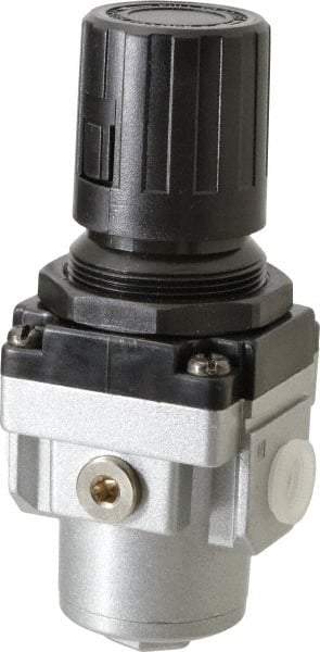 PRO-SOURCE - 1/4 NPT Port, 56 CFM, Aluminum Intermediate Regulator - 7 to 145 psi Range, 220 Max psi Supply Pressure, 1/8" Gauge Port Thread, 2.16" Wide x 5.31" High - Makers Industrial Supply