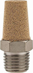 PRO-SOURCE - 1/4 Male NPT, 9/16" Hex, 1-3/8" OAL, Exhaust Muffler - 300 Max psi, 75 Decibel Rating, Sintered Bronze - Makers Industrial Supply