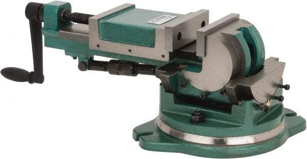 Gibraltar - 5" Jaw Width, 5-23/32" Jaw Opening Capacity, 3-Way Angle Swivel Machine Vise - Manual Operation, 1 Station, 25" Long x 8.46" High x 1-1/2" Deep, Cast Iron - Makers Industrial Supply