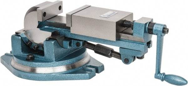 Gibraltar - 4" Jaw Width, 4-11/64" Jaw Opening Capacity, 3-Way Angle Swivel Machine Vise - Manual Operation, 1 Station, 20" Long x 7.28" High x 1-1/2" Deep, Cast Iron - Makers Industrial Supply