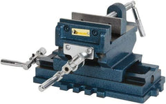 Interstate - 3-35/64" Jaw Opening Capacity x 1.18" Throat Depth, Horizontal Drill Press Vise - 4" Wide x 1.18" High Jaw, Cross Slide Base, Standard Speed, 8" OAL x 5.1" Overall Height, Cast Iron - Makers Industrial Supply