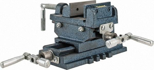 Interstate - 2-23/32" Jaw Opening Capacity x 1" Throat Depth, Horizontal Drill Press Vise - 3" Wide x 27/32" High Jaw, Cross Slide Base, Standard Speed, 5-7/16" OAL x 4.72" Overall Height, Cast Iron - Makers Industrial Supply