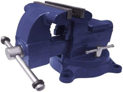 Gibraltar - 5-1/2" Jaw Width x 5" Jaw Opening Capacity, 3-7/16" Throat Depth, Bench & Pipe Combination Vise - 1/8 to 2-1/2" Pipe Capacity, Swivel Base, Bolt Down Attachment, Ductile Iron - Makers Industrial Supply