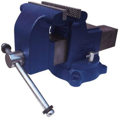 Gibraltar - 4" Jaw Width x 4-3/8" Jaw Opening Capacity, 2-1/2" Throat Depth, Bench & Pipe Combination Vise - 3/4 to 2-3/8" Pipe Capacity, Swivel Base, Bolt Down Attachment, Ductile Iron - Makers Industrial Supply