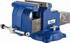 Gibraltar - 8" Jaw Width x 8" Jaw Opening Capacity, 4" Throat Depth, Bench & Pipe Combination Vise - 3/4 to 3" Pipe Capacity, Swivel Base, Bolt Down Attachment, Ductile Iron - Makers Industrial Supply