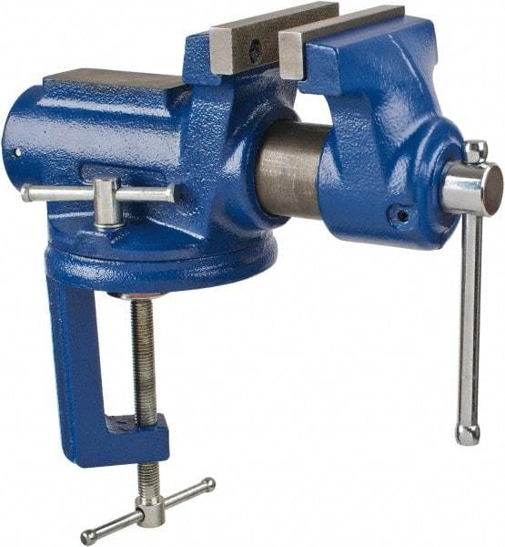 Gibraltar - 4" Jaw Width, 2-1/4" Opening Capacity, 2" Throat Depth, Cast Iron Stationary Bench Vise - Clamp-On Base Attachment - Makers Industrial Supply