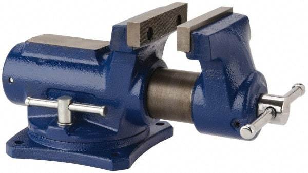 Gibraltar - 4" Jaw Width, 2-1/4" Opening Capacity, 2" Throat Depth, Cast Iron Swivel Bench Vise - Bolt Down Base Attachment - Makers Industrial Supply