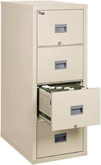 FireKing - 17-3/4" Wide x 52-3/4" High x 31-5/8" Deep, 4 Drawer Pedestal - Steel, Parchment - Makers Industrial Supply