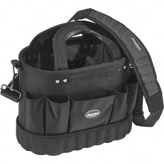 Bucket Boss - 13 Pocket Black Ballistic Polyester Tool Tote - 14" Wide x 8" Deep x 10" High - Makers Industrial Supply