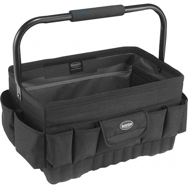 Bucket Boss - 20 Pocket Black Ballistic Polyester Tool Bag - 18" Wide x 12" Deep x 10" High - Makers Industrial Supply