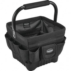 Bucket Boss - 19 Pocket Black Ballistic Polyester Tool Bag - 11" Wide x 11" Deep x 10" High - Makers Industrial Supply