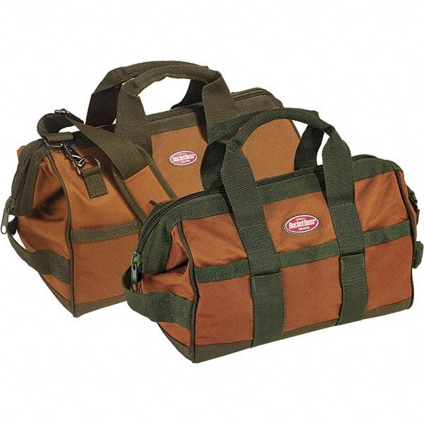 Bucket Boss - 12 Pocket Brown & Green Polyester Tool Bag - 12" Wide x 7" Deep x 9" High - Makers Industrial Supply