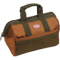 Bucket Boss - 6 Pocket Brown & Green Polyester Tool Bag - 13" Wide x 8" Deep x 10" High - Makers Industrial Supply