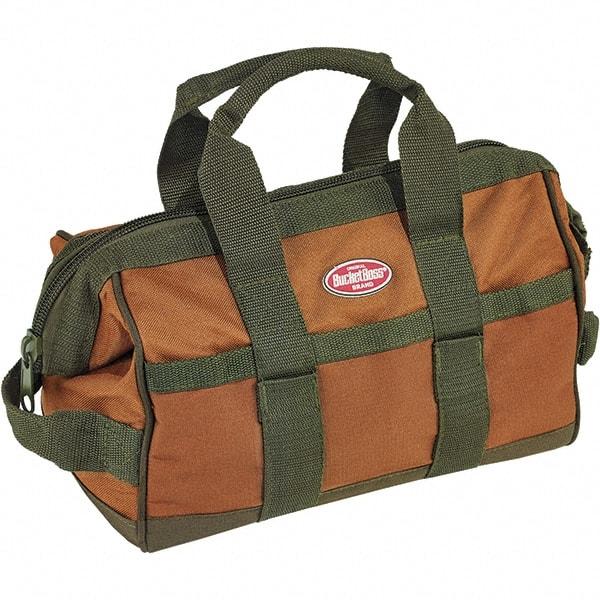 Bucket Boss - 16 Pocket Brown & Green Polyester Tool Bag - 12" Wide x 7" Deep x 9" High - Makers Industrial Supply