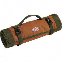 Bucket Boss - 22 Pocket Brown & Green Canvas Tool Roll - 25" Wide x 1/8" Deep x 14" High - Makers Industrial Supply