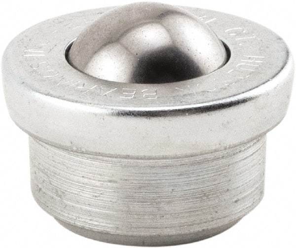 Hudson Bearing - 5/8 Inch Diameter, Round, Stainless Steel Ball Transfer - 1.1875 Inch Overall Diameter, 3/8 Inch Mount Height, 125 Lb. Capacity - Makers Industrial Supply