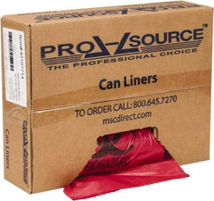 PRO-SOURCE - 45 Gal Capacity, Red, Hazardous Waste Bag - 1.3 mil Thick x 38" Wide x 48" High, Roll - Makers Industrial Supply