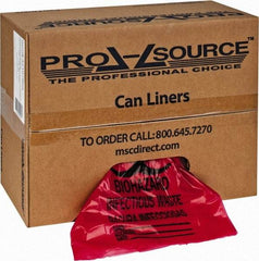 PRO-SOURCE - 10 Gal Capacity, Red, Hazardous Waste Bag - 1.3 mil Thick x 24" Wide x 24" High, Roll - Makers Industrial Supply