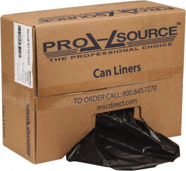 PRO-SOURCE - 1.65 mil Thick, Heavy-Duty Trash Bags - Linear Low-Density Polyethylene (LLDPE), Flat Pack Dispenser, 40" Wide x 46" High, Black - Makers Industrial Supply