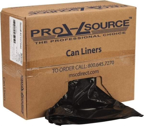 PRO-SOURCE - 1.5 mil Thick, Heavy-Duty Trash Bags - Linear Low-Density Polyethylene (LLDPE), Flat Pack Dispenser, 43" Wide x 47" High, Black - Makers Industrial Supply