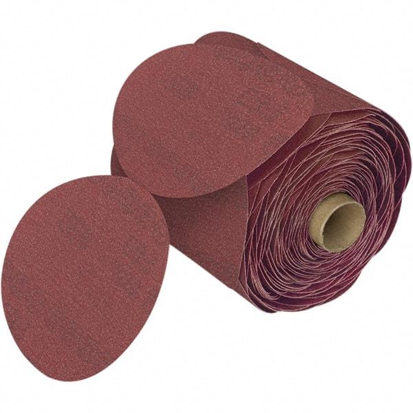 3M - 6" Diam, 220 Grit Aluminum Oxide Adhesive PSA Disc - Very Fine Grade, Reddish Brown, Film Backing, Flexible, Use with Random Orbital Sanders - Makers Industrial Supply