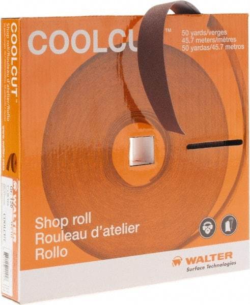 WALTER Surface Technologies - 1" x 50 Yd 120 Grit Aluminum Oxide Cloth Roll - J Weighted Backing - Makers Industrial Supply