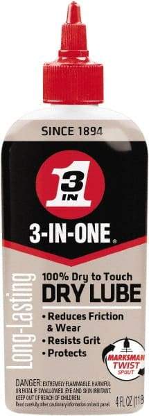 3-IN-ONE - 4 oz Bottle Dry Film Lubricant - Light Amber, 500°F Max - Makers Industrial Supply