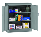 36"W x 18"D x 42"H Counter High Welded Set Up Storage Cabinet, 2 Adj. shelves, w/Raised Bottom - Makers Industrial Supply