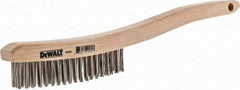 DeWALT - 19 Rows x 3 Columns Stainless Steel Scratch Brush - 13-11/16" OAL, 1-1/8" Trim Length, Wood Curved Handle - Makers Industrial Supply