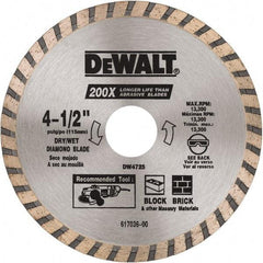 DeWALT - 4-1/2" Diam, 5/8 & 7/8" Arbor Hole Diam, Wet & Dry Cut Saw Blade - Diamond Matrix, Standard Round Arbor - Makers Industrial Supply