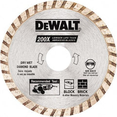 DeWALT - 4" Diam, 5/8 & 7/8" Arbor Hole Diam, Wet & Dry Cut Saw Blade - Diamond Matrix, Standard Round Arbor - Makers Industrial Supply