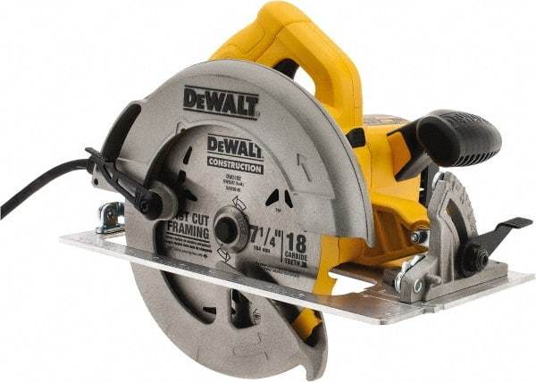 DeWALT - 15 Amps, 7-1/4" Blade Diam, 5,200 RPM, Electric Circular Saw - 120 Volts, 5/8" Arbor Hole, Right Blade - Makers Industrial Supply