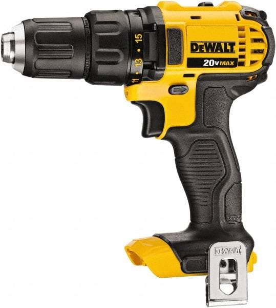 DeWALT - 20 Volt 1/2" Chuck Pistol Grip Handle Cordless Drill - 0-600 & 0-2000 RPM, Keyless Chuck, Reversible, Lithium-Ion Batteries Not Included - Makers Industrial Supply