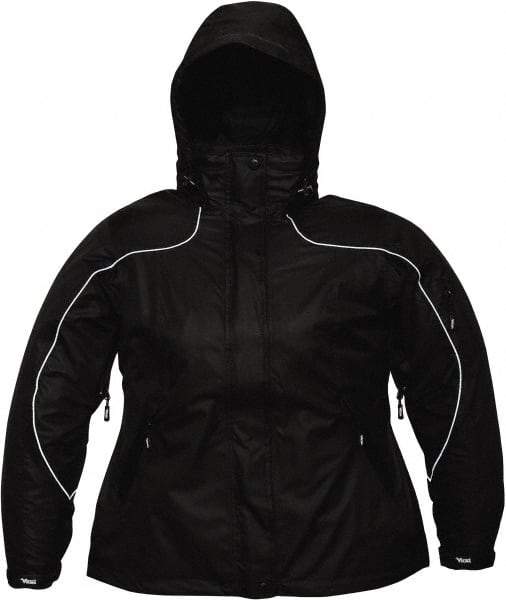 Viking - Size S, Black, Rain, Wind Resistant Jacket - 37" Chest, 4 Pockets, Detachable Hood - Makers Industrial Supply