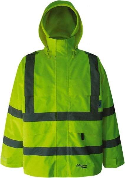 Viking - Size XL, High Visibility Lime, Rain, Wind Resistant Jacket - 47" Chest, 4 Pockets, Detachable Hood - Makers Industrial Supply